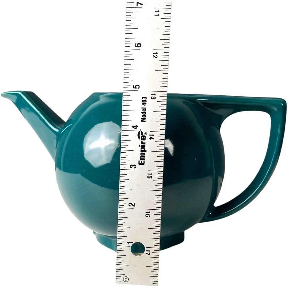 Vintage Hall China Teal Green Ceramic Teapot Base Only Made in‎ USA MCM Art Deco